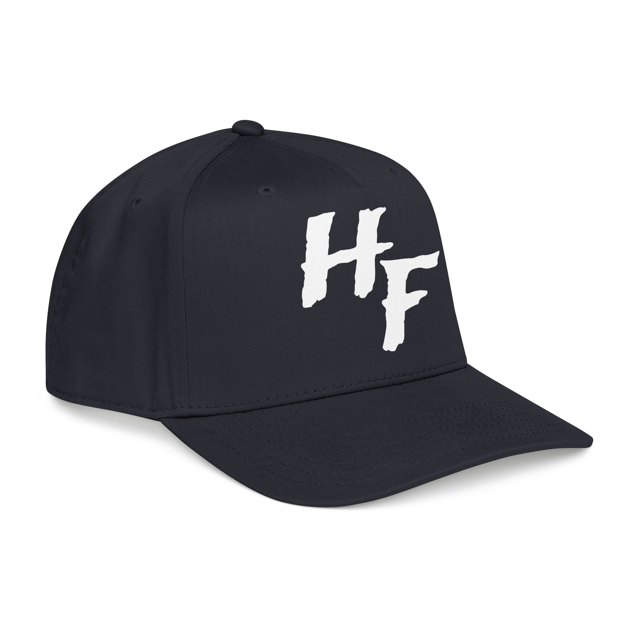 HF Logo Baseball Cap – Casual Athletic Hat with Distressed Brush Script