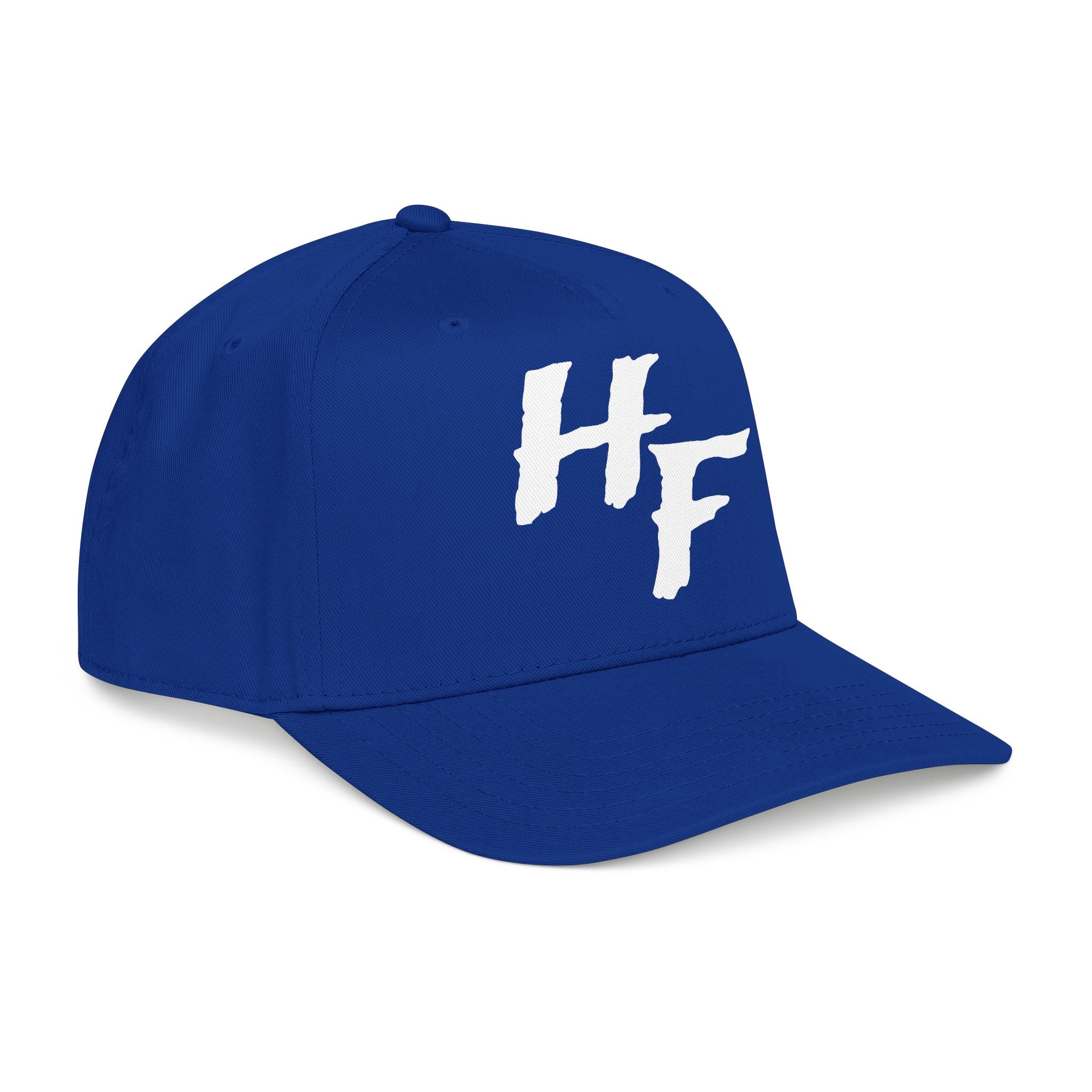 HF Logo Baseball Cap – Casual Athletic Hat with Distressed Brush Script