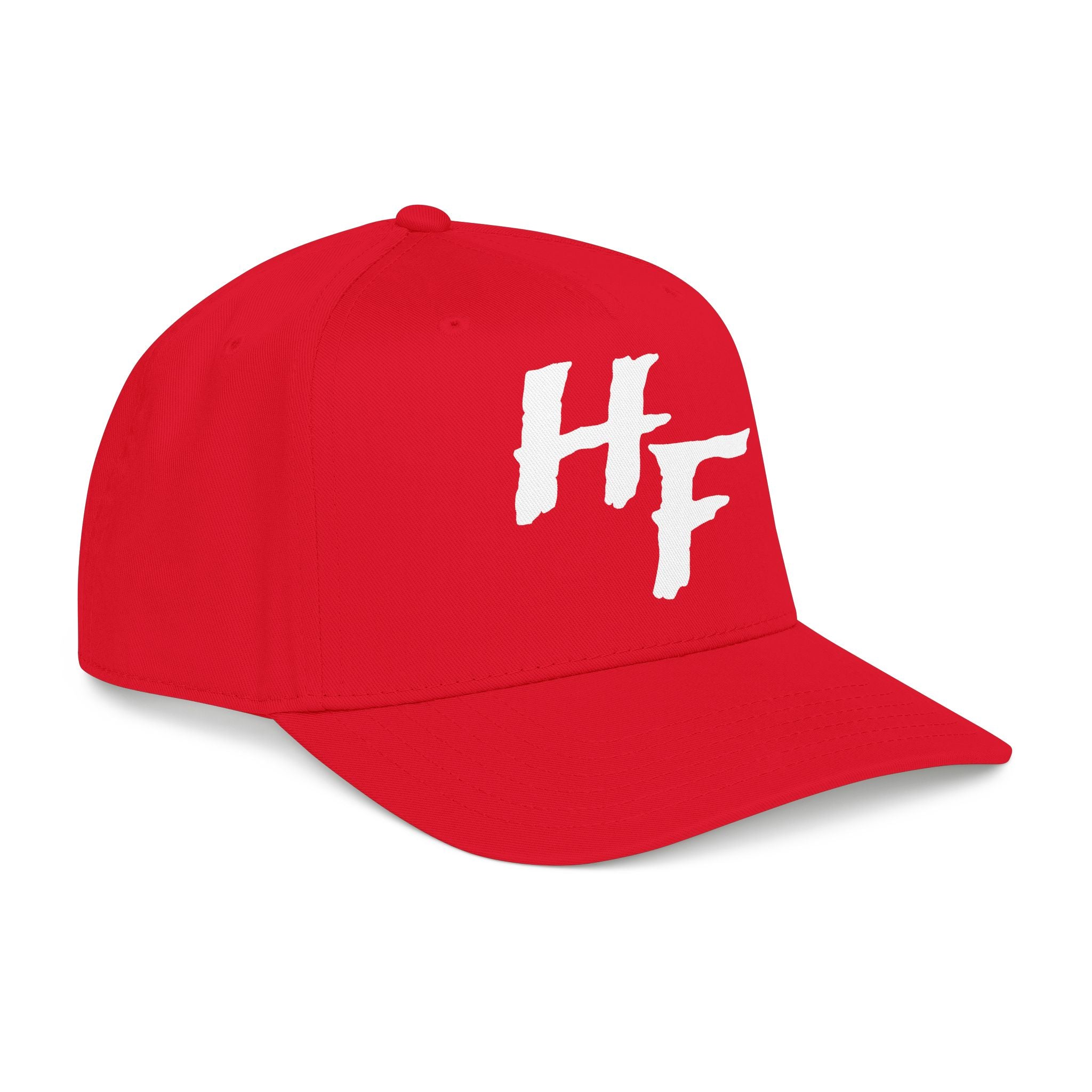 HF Logo Baseball Cap – Casual Athletic Hat with Distressed Brush Script